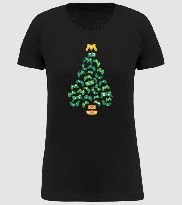 pom de Crăciun Gamer model negru pe tricou