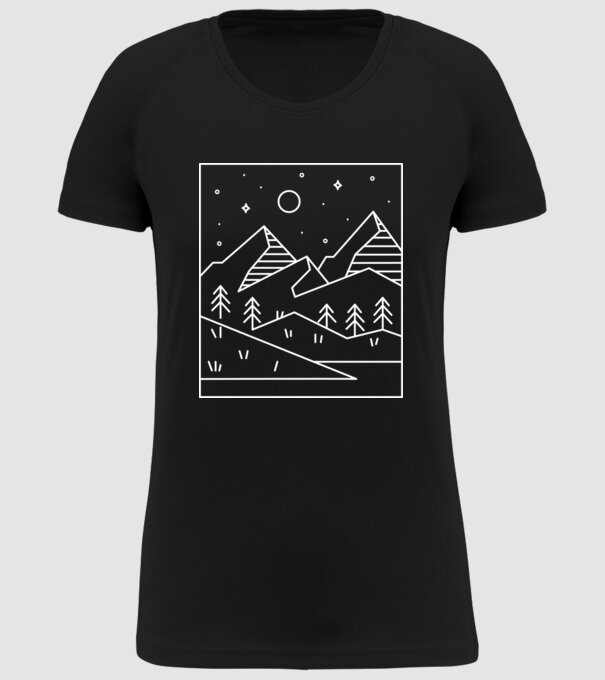 Peisaj geometric model negru pe tricou