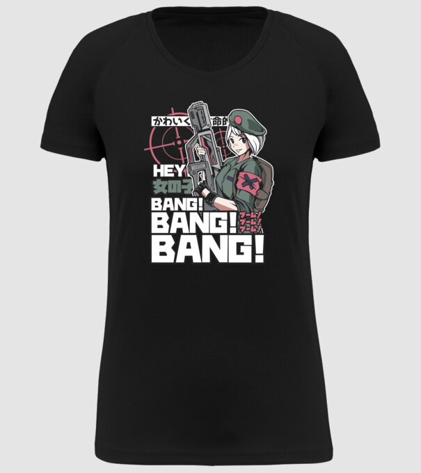 Fată Anime Gerilla model negru pe tricou