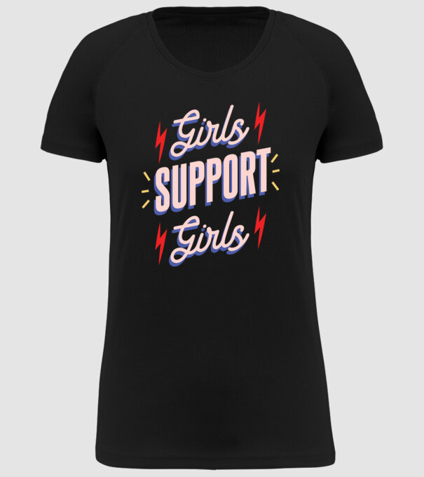 Girls Support Girls Ziua Femeii model negru pe tricou