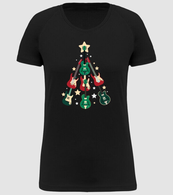 Pom de Crăciun Chitară model negru pe tricou