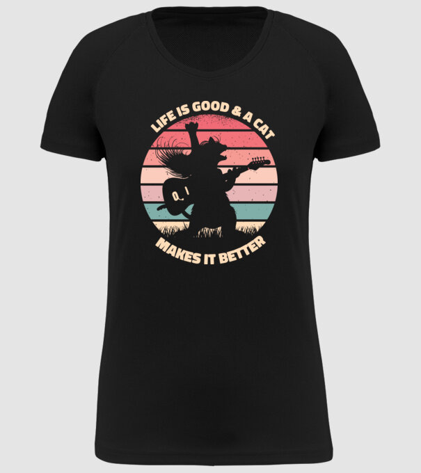 Pisică Chitaristă model negru pe tricou