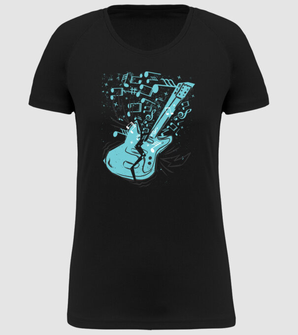 Tricou cu Chitară cu note model negru pe tricou