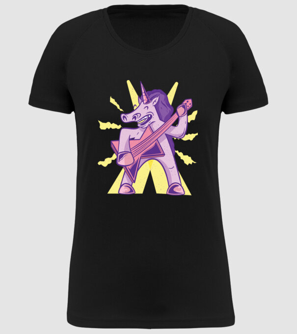 Unicorn cu chitara model negru pe tricou