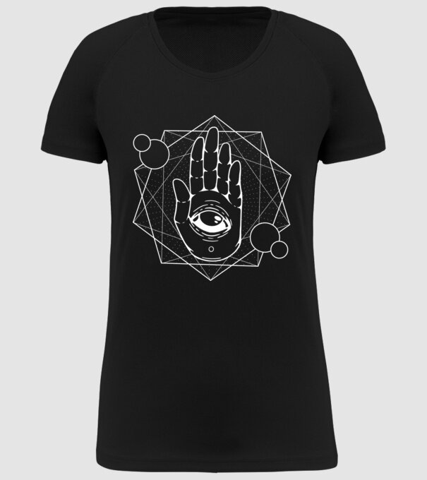 Mână Hamsa - Mâna lui Dumnezeu model negru pe tricou