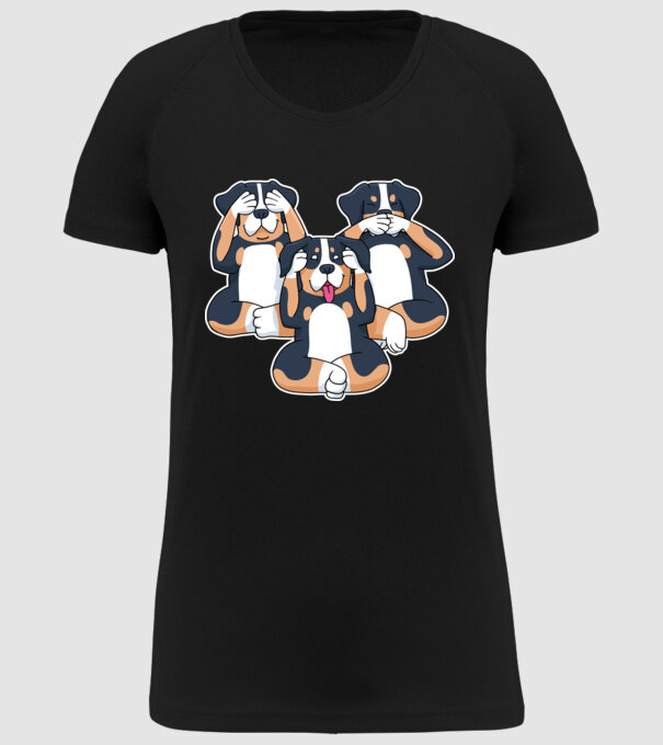 Trei câini model negru pe tricou