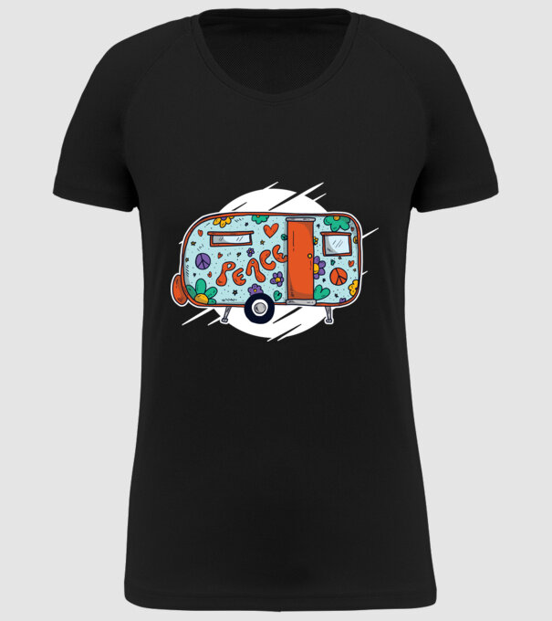 Autorulotă Hippi model negru pe tricou