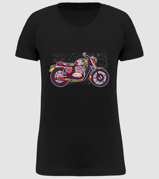 Motociclist Hippi model negru pe tricou