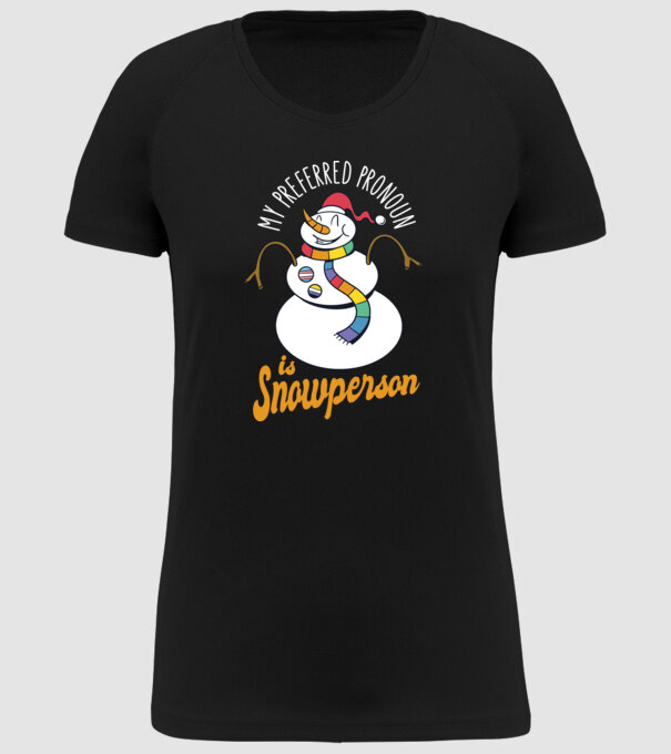 Om de zăpadă model negru pe tricou