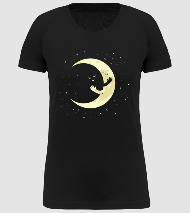 Luna și Soarele îmbrățișare model negru pe tricou