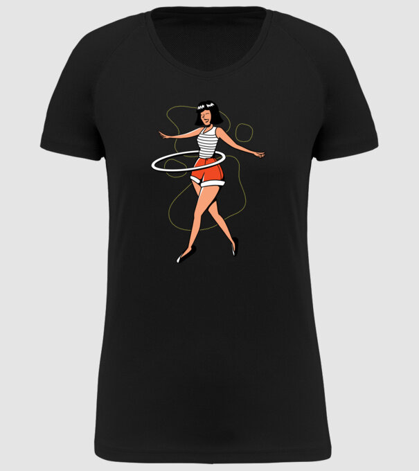 Cerc hula-hoop model negru pe tricou
