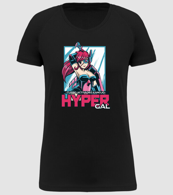Hyper Gal - Fată Anime model negru pe tricou