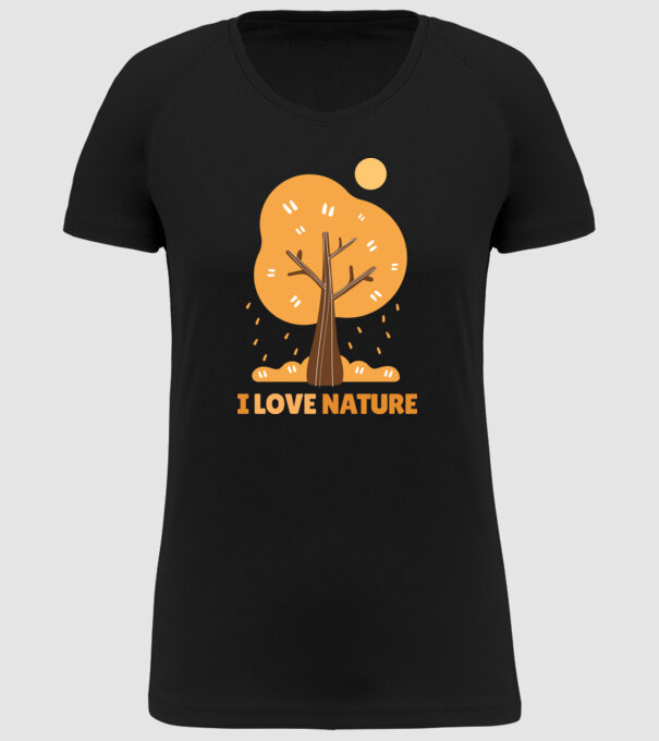I Love Nature model negru pe tricou