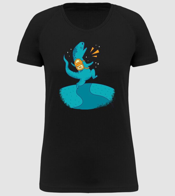 Dinozaur școlar model negru pe tricou