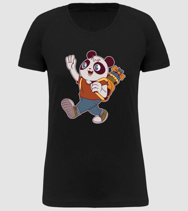 Panda școlar model negru pe tricou