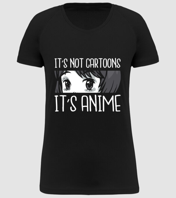 'It''s not cartoons it''s anime' model negru pe tricou