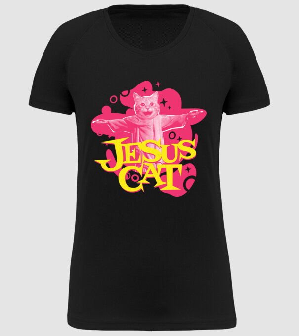 Jesus Cat model negru pe tricou