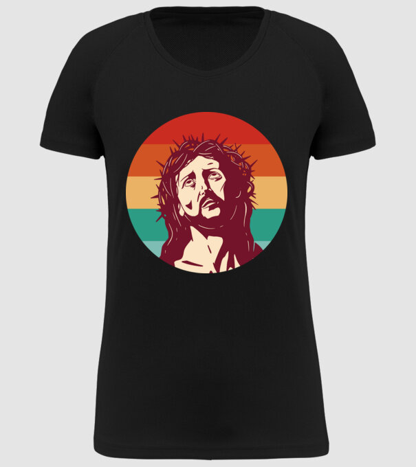 Iisus Hristos Retro model negru pe tricou