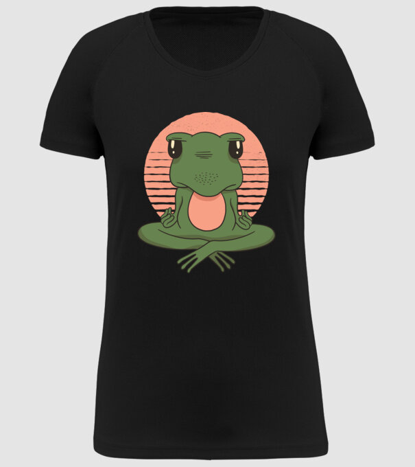 Yoga Broască model negru pe tricou