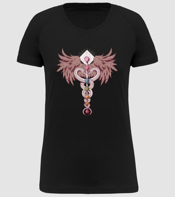 Chakra yoga model negru pe tricou