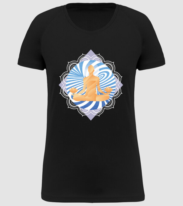 Meditație yoga model negru pe tricou