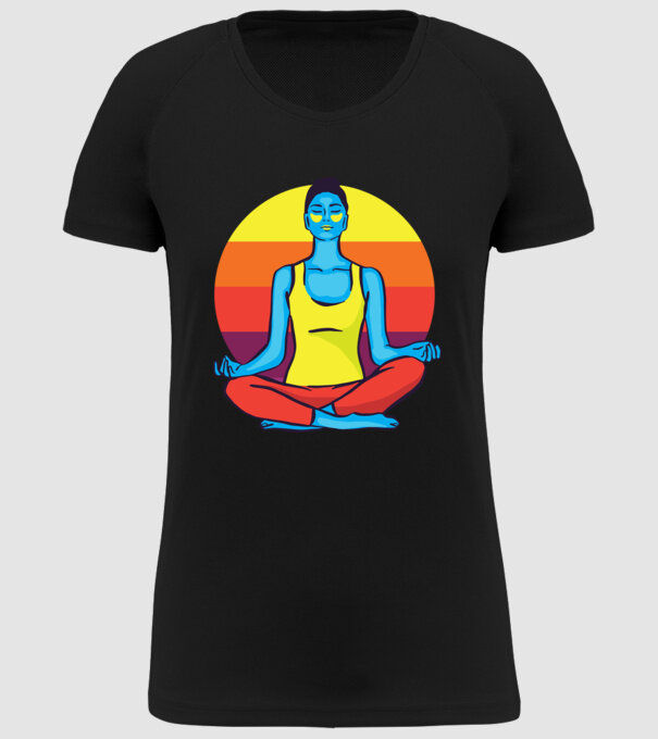 Yoga Meditație Retro model negru pe tricou