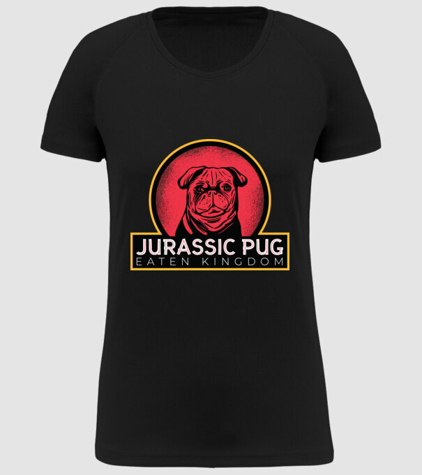 Jurassic Pug Tricou cu mops model negru pe tricou