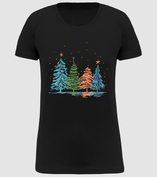Pom de Crăciun desen model negru pe tricou