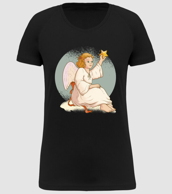 Înger de Crăciun model negru pe tricou