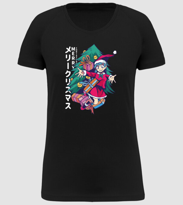 Anime Crăciun model negru pe tricou