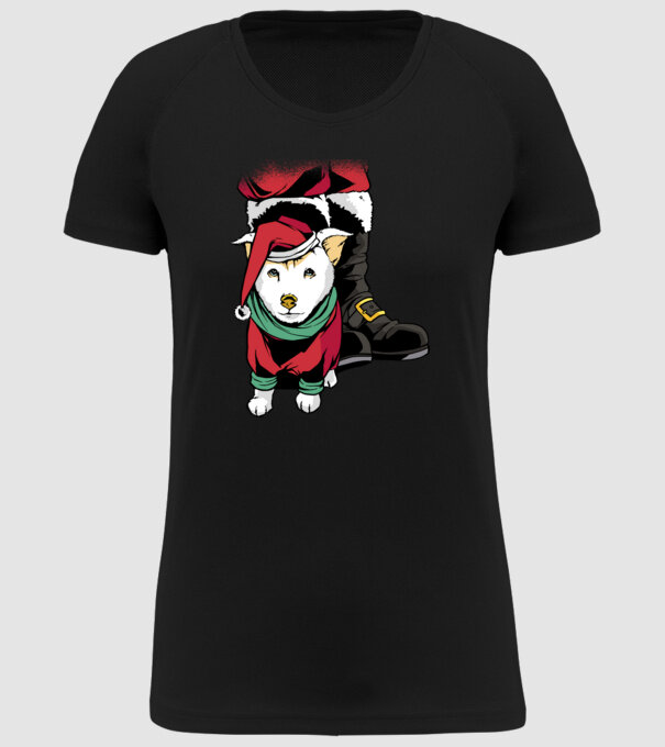 Cățeluș de Crăciun model negru pe tricou