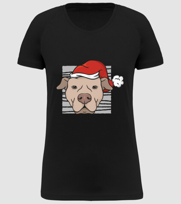 Pitbull de Crăciun model negru pe tricou