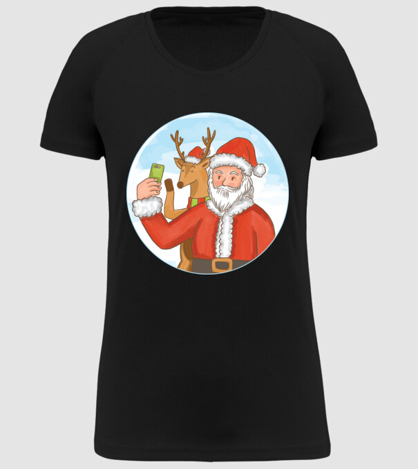Selfie de Crăciun model negru pe tricou