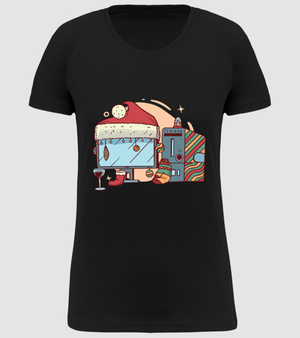Computer de Crăciun model negru pe tricou