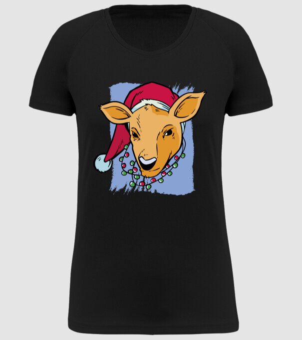 Cerb de Crăciun model negru pe tricou