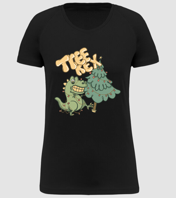 T-rex de Crăciun model negru pe tricou
