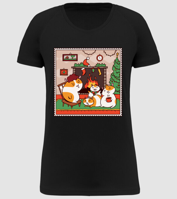 Porcușori de Guineea de Crăciun model negru pe tricou