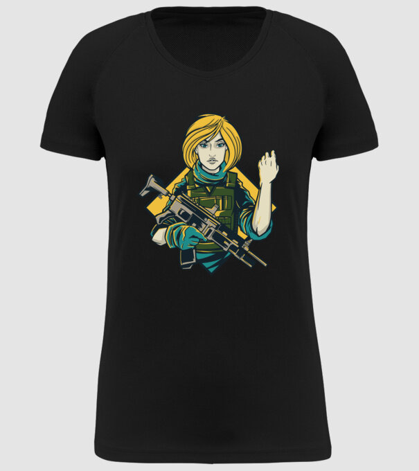 Fată Soldat model negru pe tricou