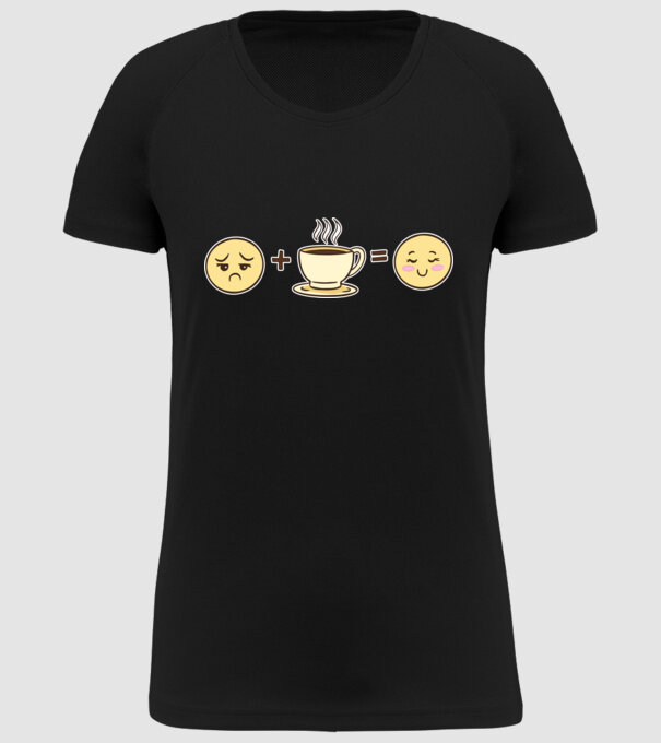 Cafea Fericire model negru pe tricou