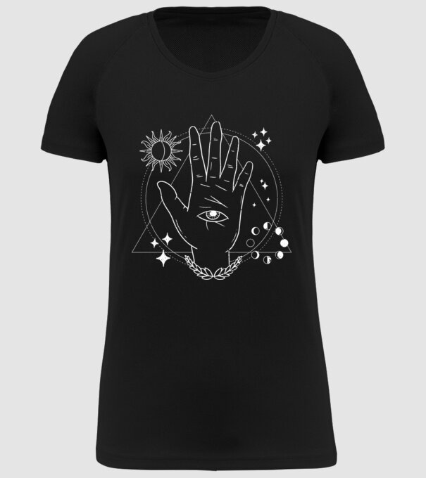 Mână Ochi atotvăzător model negru pe tricou