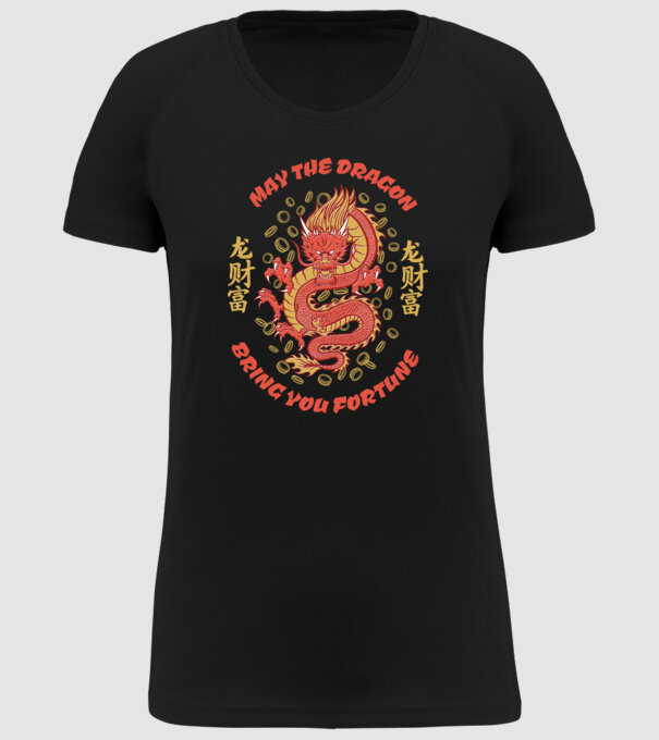 Dragon chinezesc norocos model negru pe tricou