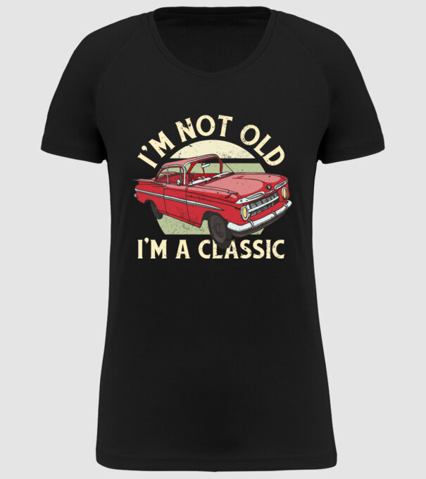 'Mașină clasică - I''m not old I''m a classic' model negru pe tricou