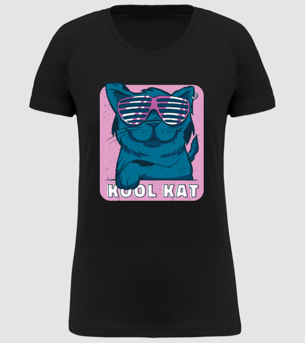 Kool Cat - Pisică Cool model negru pe tricou