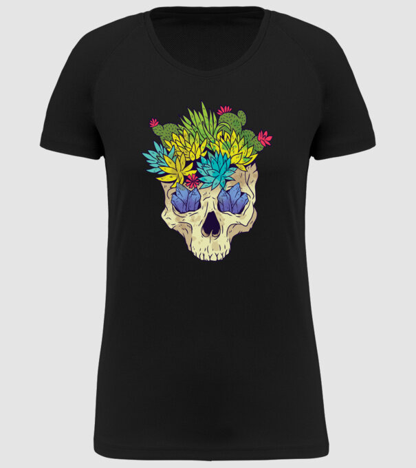 Craniu Cactuși model negru pe tricou