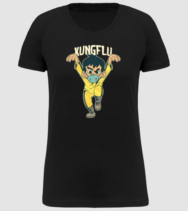 Kung Flu Coronavirus Karate model negru pe tricou