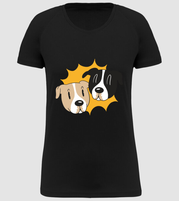 Capete de câini model negru pe tricou