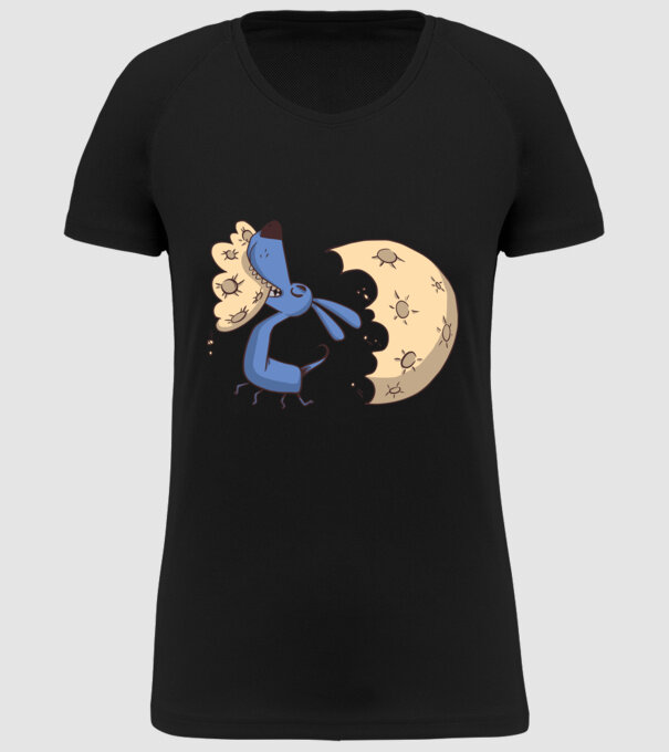 Câine Luna Mușcătură model negru pe tricou
