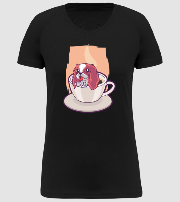 Cafea câine model negru pe tricou
