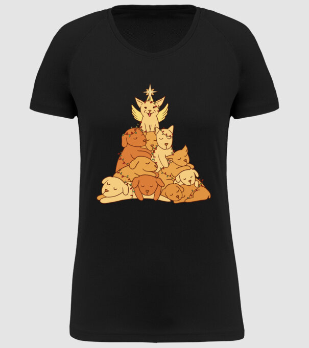 Pom de Crăciun cu Câine model negru pe tricou
