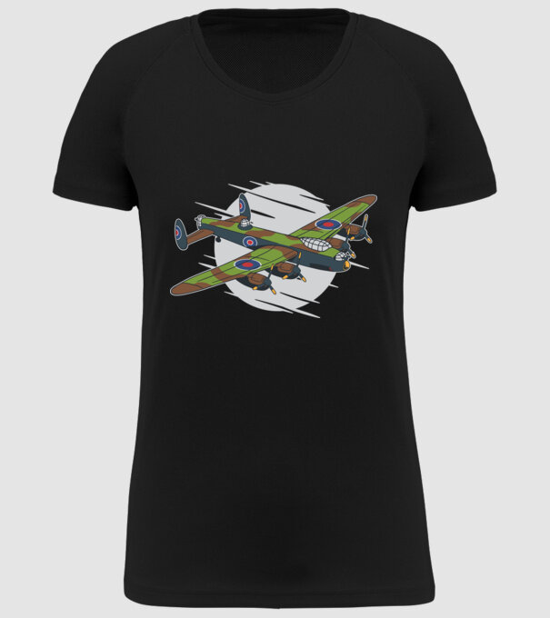Avion bombardier Lancaster model negru pe tricou